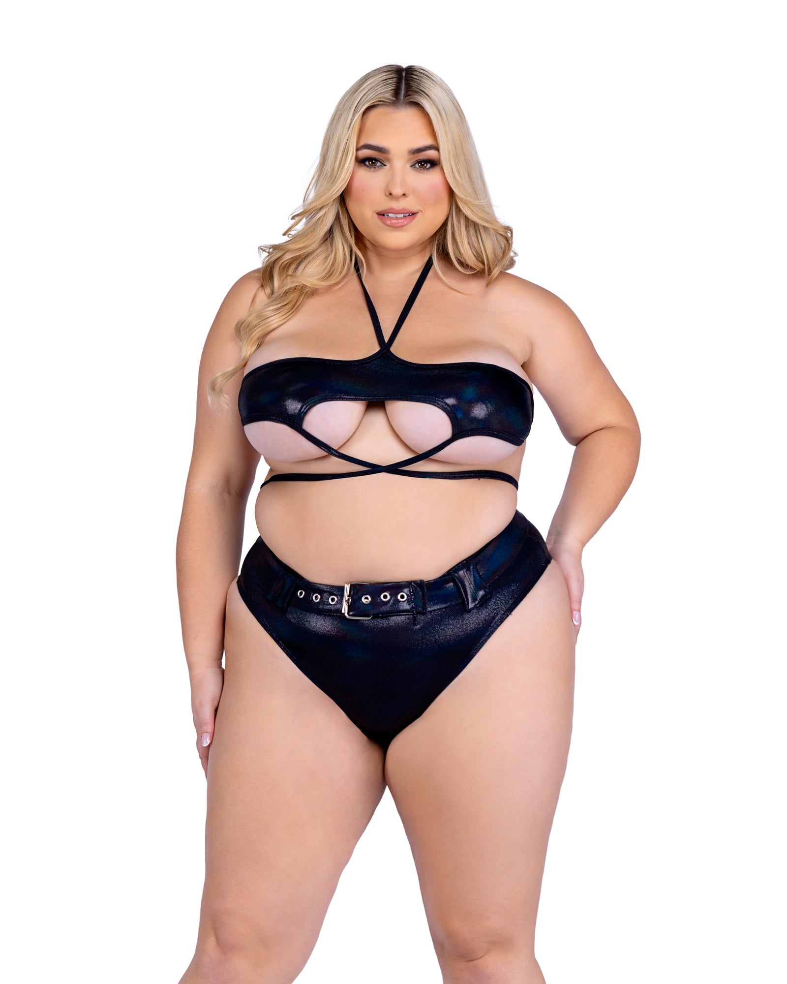 Roma Costume 6439 Shimmer Top with Underboob Cutout - Flyclothing LLC