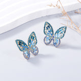 Alloy Inlaid Rhinestone Butterfly Earrings - Flyclothing LLC