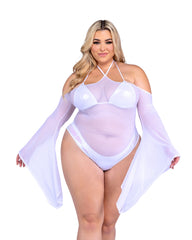 Roma Costume 6497 Sheer Mesh Romper with Bell Sleeves - Flyclothing LLC