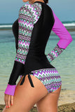 Full Size Round Neck Long Sleeve Top and Tied Brief Swim Set - Flyclothing LLC