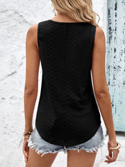 Eyelet Wide Strap Tank - Flyclothing LLC