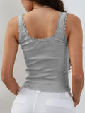 Lace Detail Square Neck Tank - Trendsi