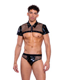 Roma Costume 6517 Vinyl & Fishnet Briefs - Flyclothing LLC