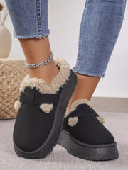 Thermal Fuzzy Buckle Platform Slippers - Trendsi