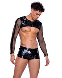 Roma Costume 6518 Vinyl with Iridescent Print Long Sleeved Fishnet Top