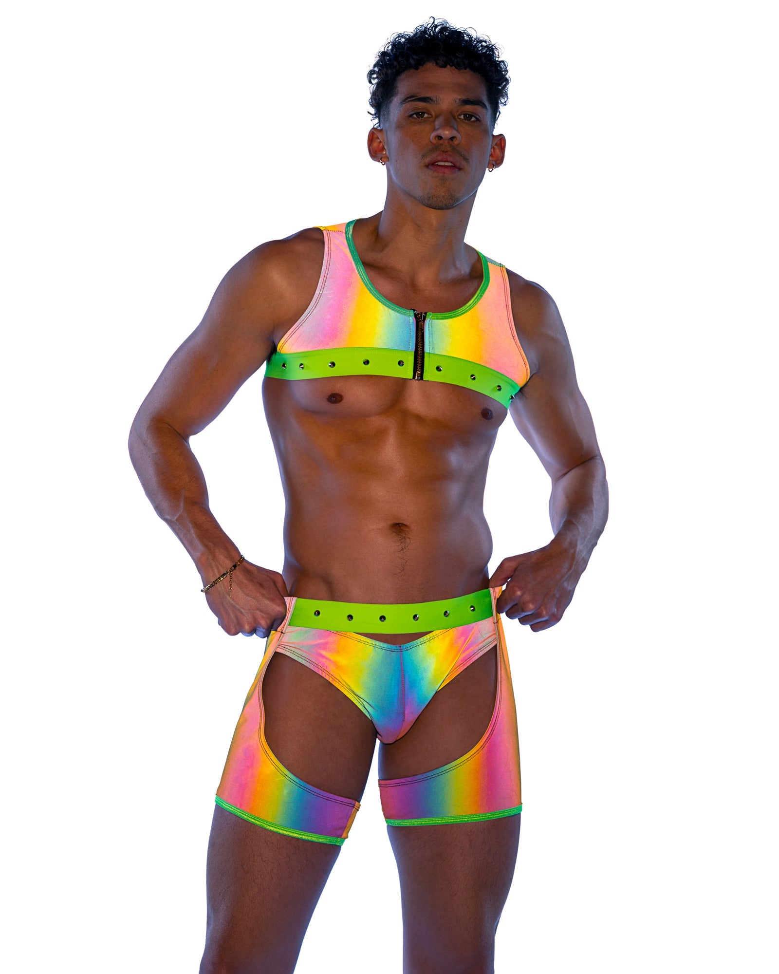 Roma Costume 6535 Reflective Chaps with Stud Detail - Flyclothing LLC