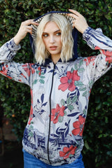 Blumin Apparel Full Size Floral Zip Up Hoodie