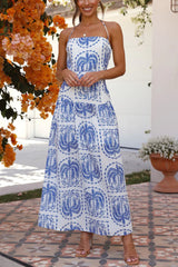 Printed Halter Neck Maxi Dress