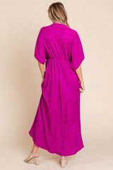 BOMBOM Surplice Maxi Dress with Pockets - Trendsi