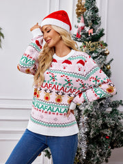 Christmas Element Round Neck Long Sleeve Sweater