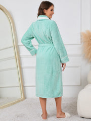 Contrast Trim Tie Waist Lounge Nightgown with Pockets - Trendsi