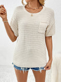 Round Neck Half Sleeve Knit Top - Flyclothing LLC