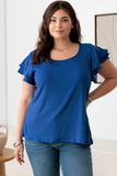 Gilli Plus Size Short Fluttery Sleeve Round Neck Top