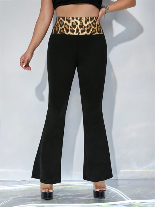 Leopard High Waist Flare Pants - Trendsi