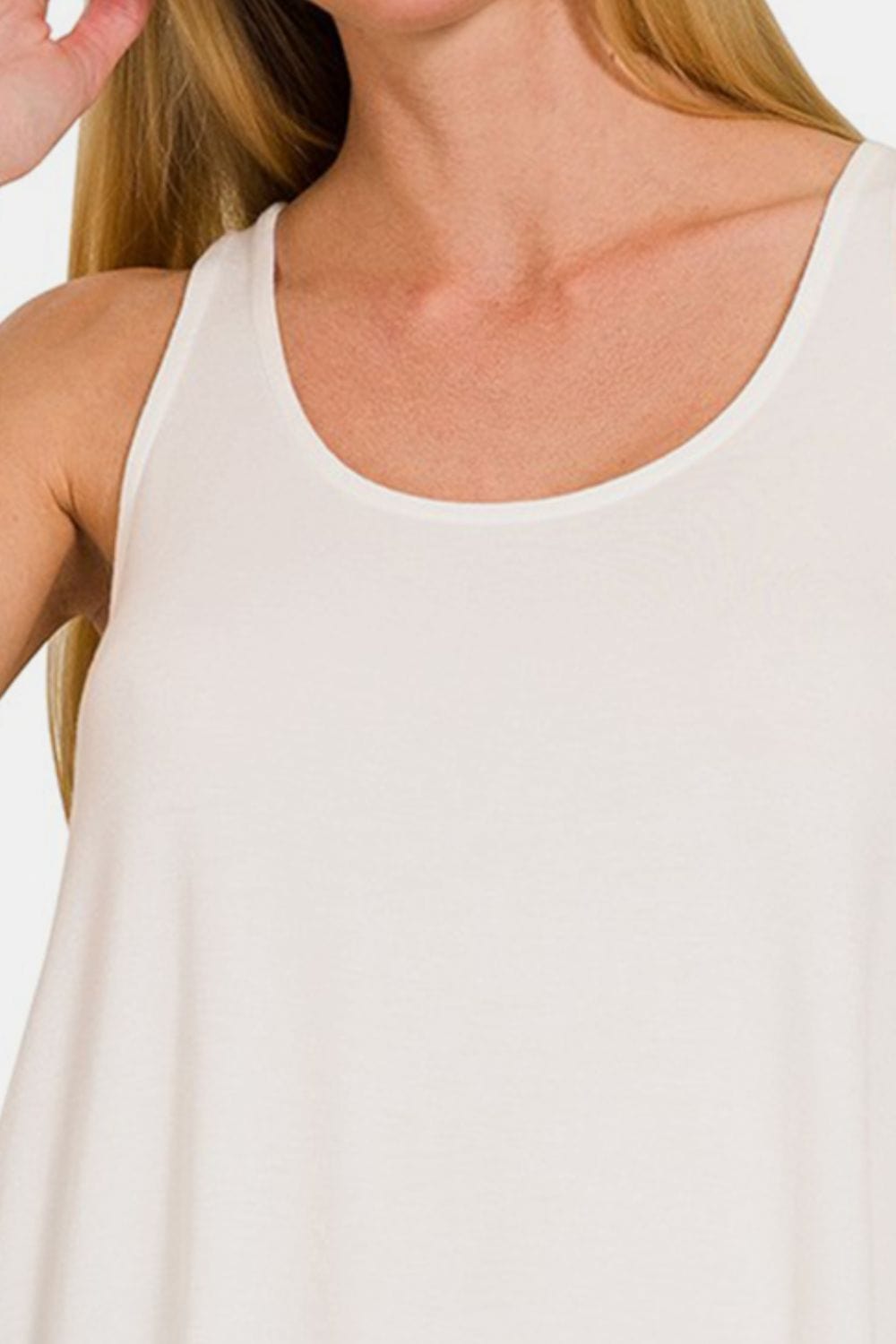 Zenana Round Neck Flowy Hem Tank Trendsi