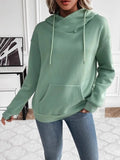 Drawstring Long Sleeve Hoodie with Kangaroo Pocket - Trendsi