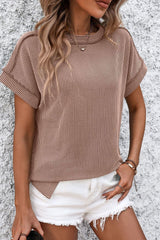 Striped Round Neck Short Sleeve T-Shirt Trendsi