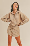 MABLE Corduroy Half Zip Top and Shorts Set - Trendsi