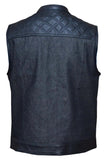 Unik International Mens Denim Black/White Leather Club Vest - Flyclothing LLC