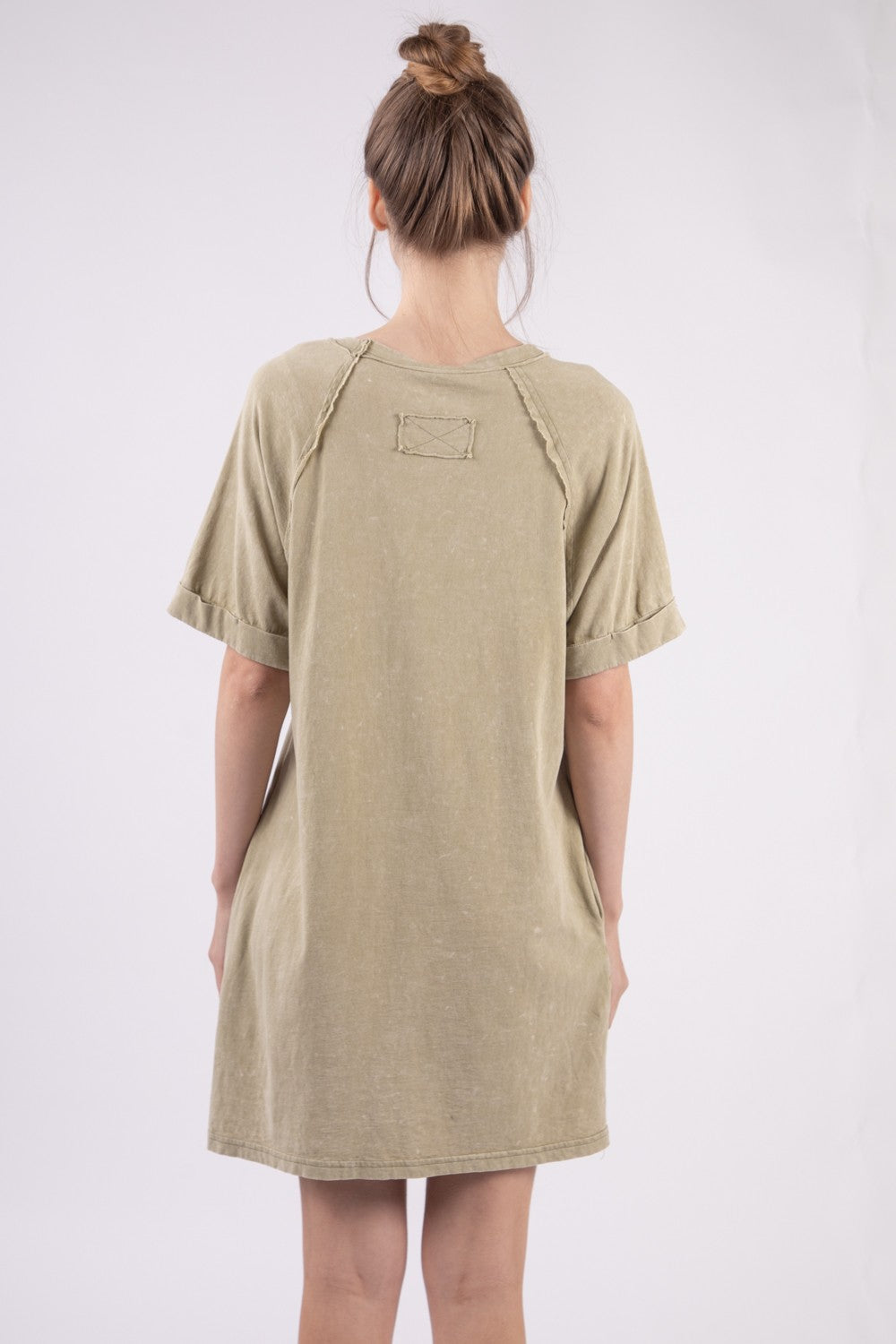 VERY J Washed Round Neck Mini Tee Dress Trendsi