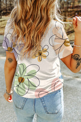 Printed Round Neck Short Sleeve T-Shirt Trendsi