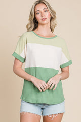 BOMBOM Color Block Short Sleeve T-Shirt - Trendsi