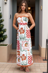 Printed Tube Maxi Dress Trendsi