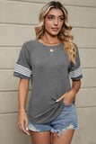 Striped Round Neck Short Sleeve T-Shirt - Flyclothing LLC