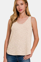 Zenana Curved Hem Round Neck Tank Trendsi