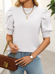 Mandy Mock Neck Puff Sleeve Sweater