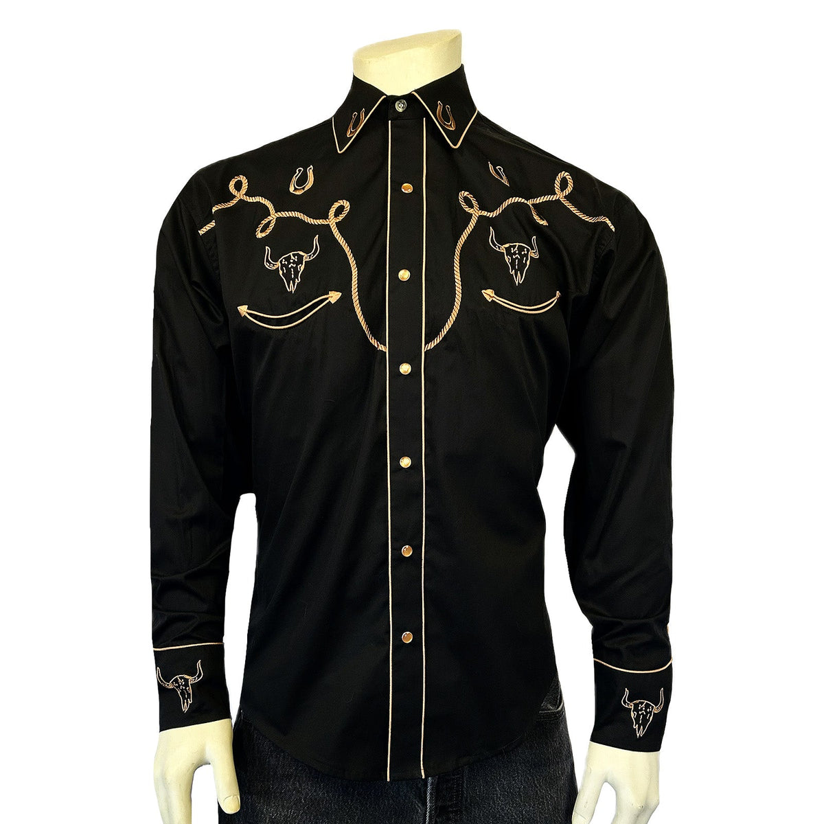 Rockmont Clothing Men's Black Embroidery & Applique Western Shirt