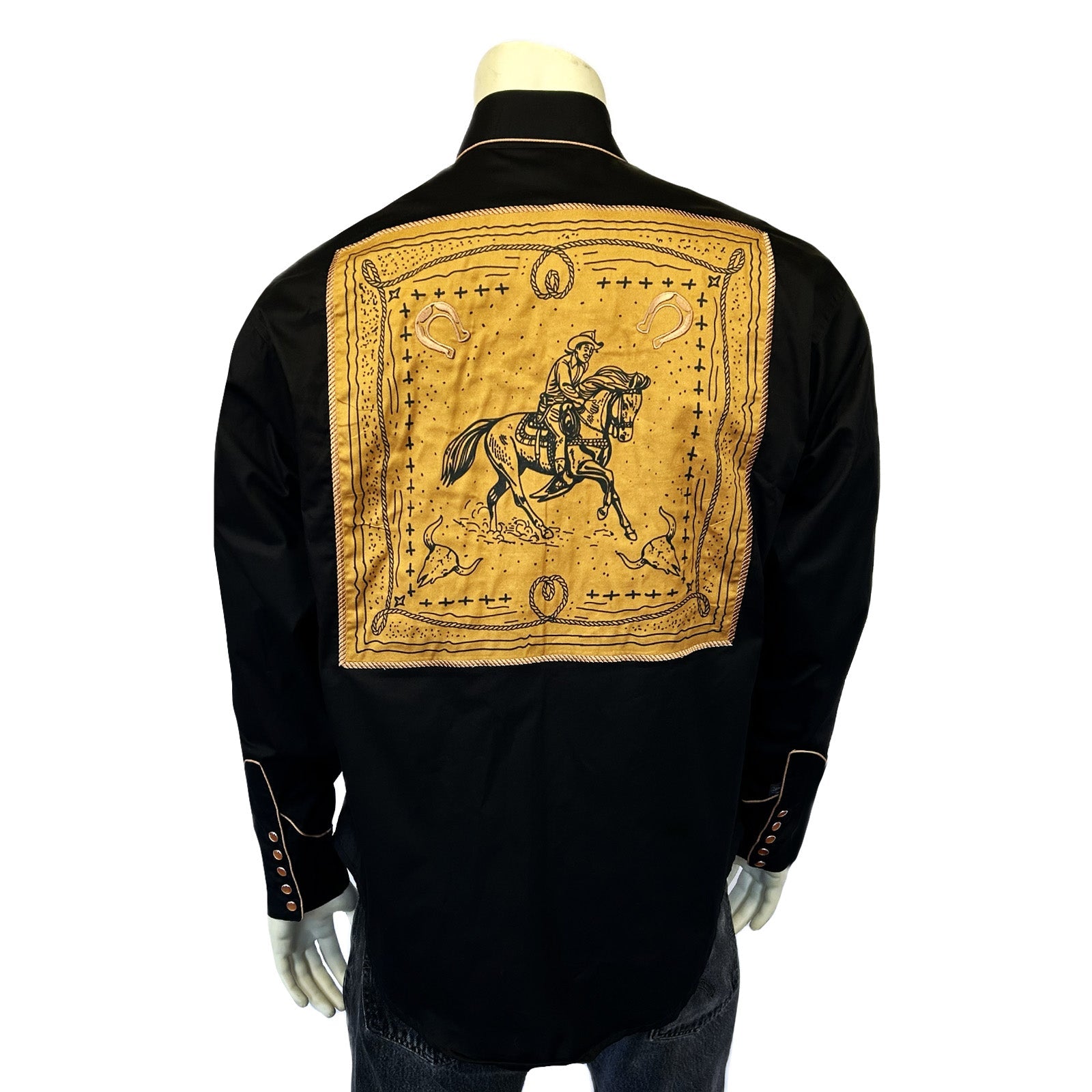 Rockmont Clothing Men's Black Embroidery & Applique Western Shirt