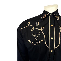 Rockmont Clothing Men's Black Embroidery & Applique Western Shirt