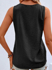 Full Size Decorative Button V-Neck Tank Trendsi