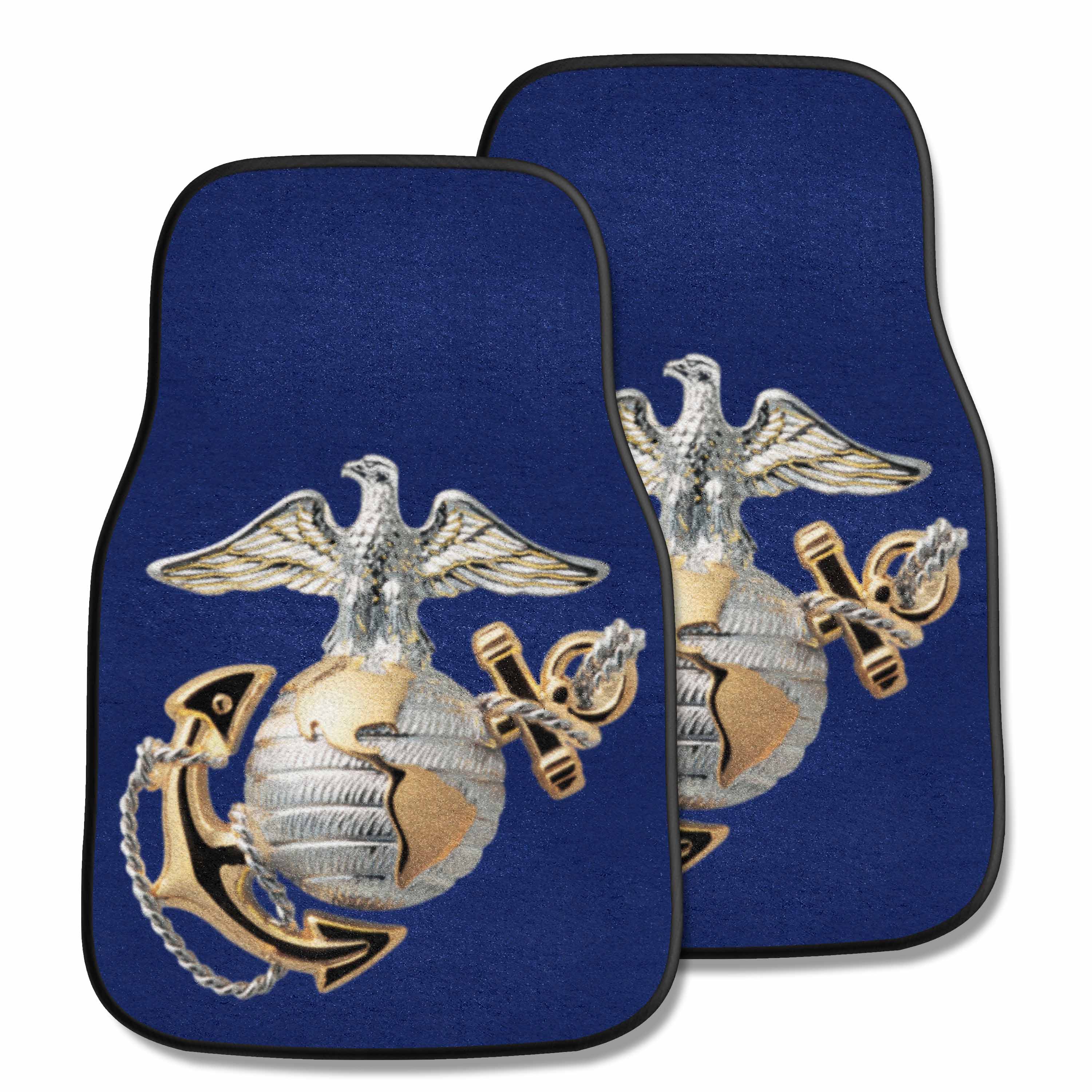 U.S. Marines Front Carpet Car Mat Set - 2 Pieces, Full Color Logo