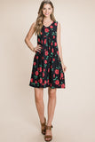 BOMBOM Floral Ruched Tank Dress - Flyclothing LLC