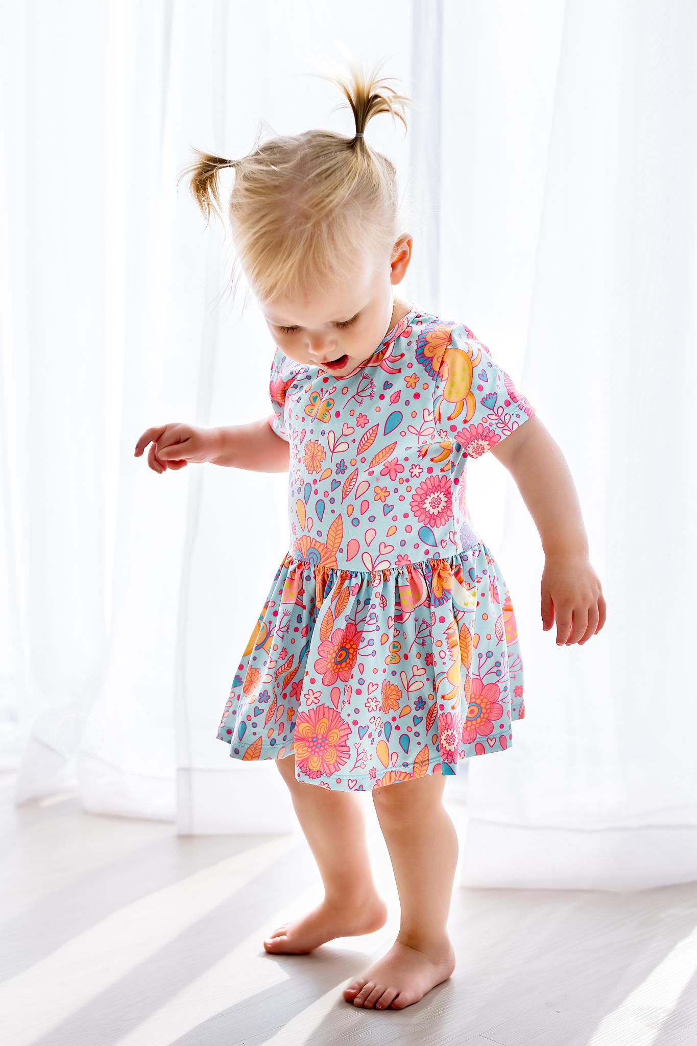 Blue Retro Unicorns S/S Twirl Bodysuit - Mila & Rose ®