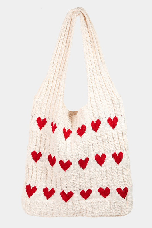 Bolso de mano de crochet con corazón en contraste Fame