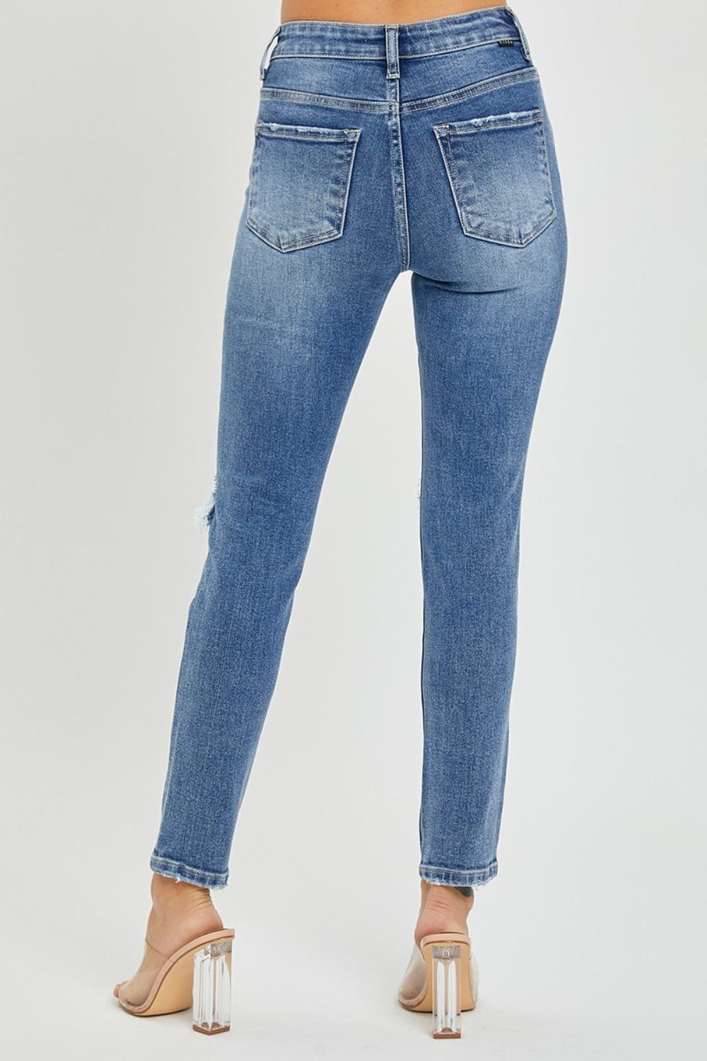 Risen Full Size High Rise Knee Distressed Skinny Jeans - Trendsi