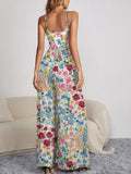 Decorative Button Spaghetti Strap Wide Leg Jumpsuit - Flyclothing LLC