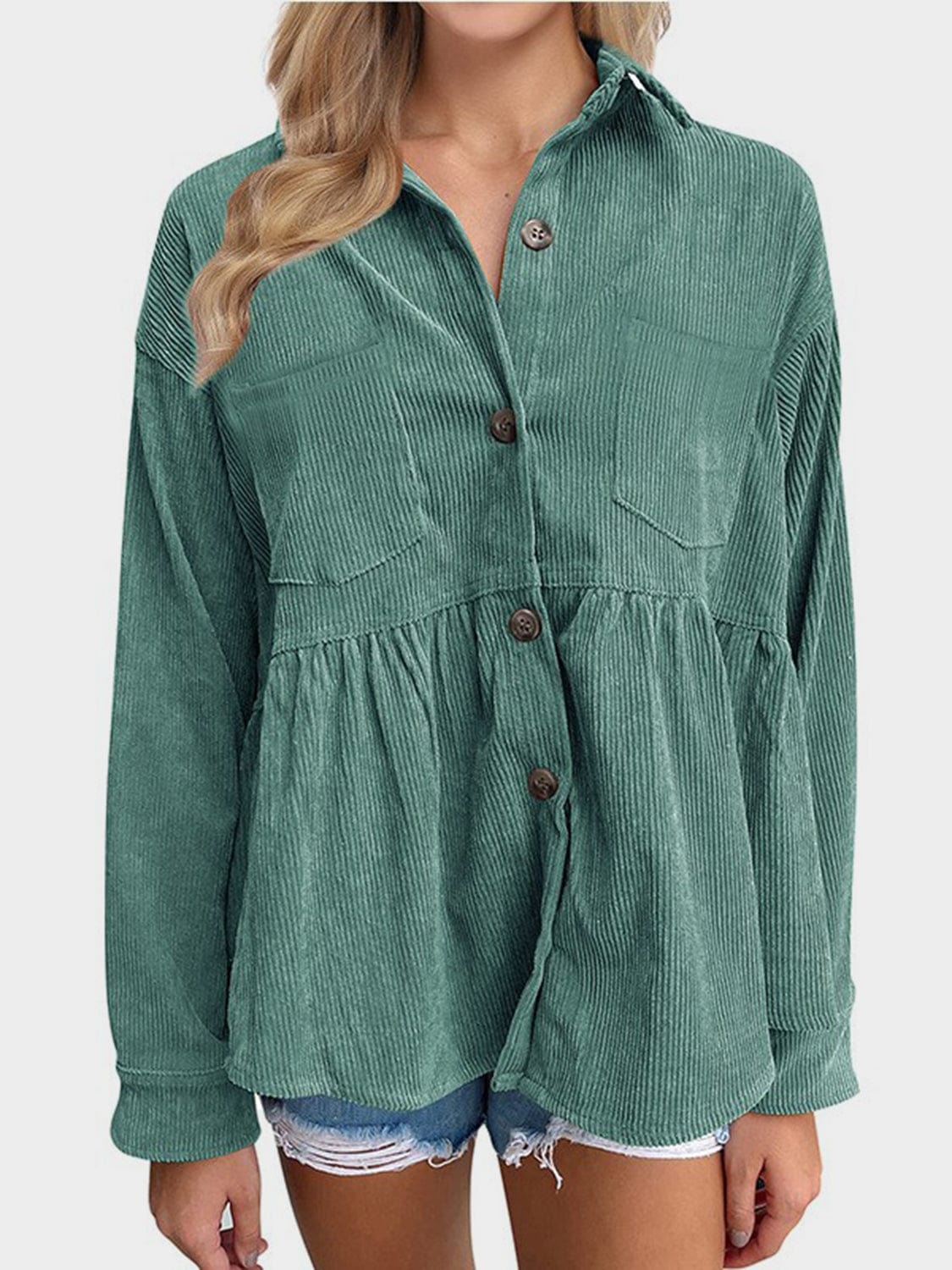 Mandy Button Up Long Sleeve Shirt - Trendsi