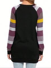 Color Block Round Neck Long Sleeve T-Shirt - Trendsi