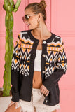 BiBi Ethnic Pattern Button Up Knit Cardigan - Trendsi