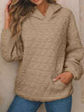 Textured Long Sleeve Hoodie with Pockets