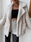 Fuzzy Open Front Long Sleeve Coat