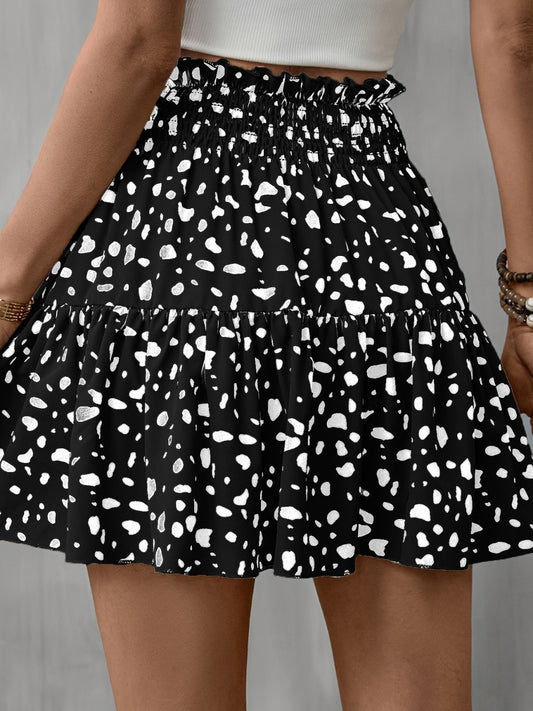 Frill Tied Printed Mini Skirt - Flyclothing LLC