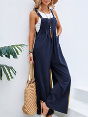 Full Size Square Neck Wide Strap Overalls - Trendsi