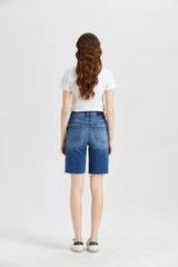 BAYEAS Full Size Super High Rise Denim Bermuda Shorts - Trendsi