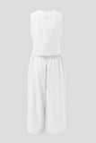 Round Neck Top and Wide Leg Pants Set Trendsi