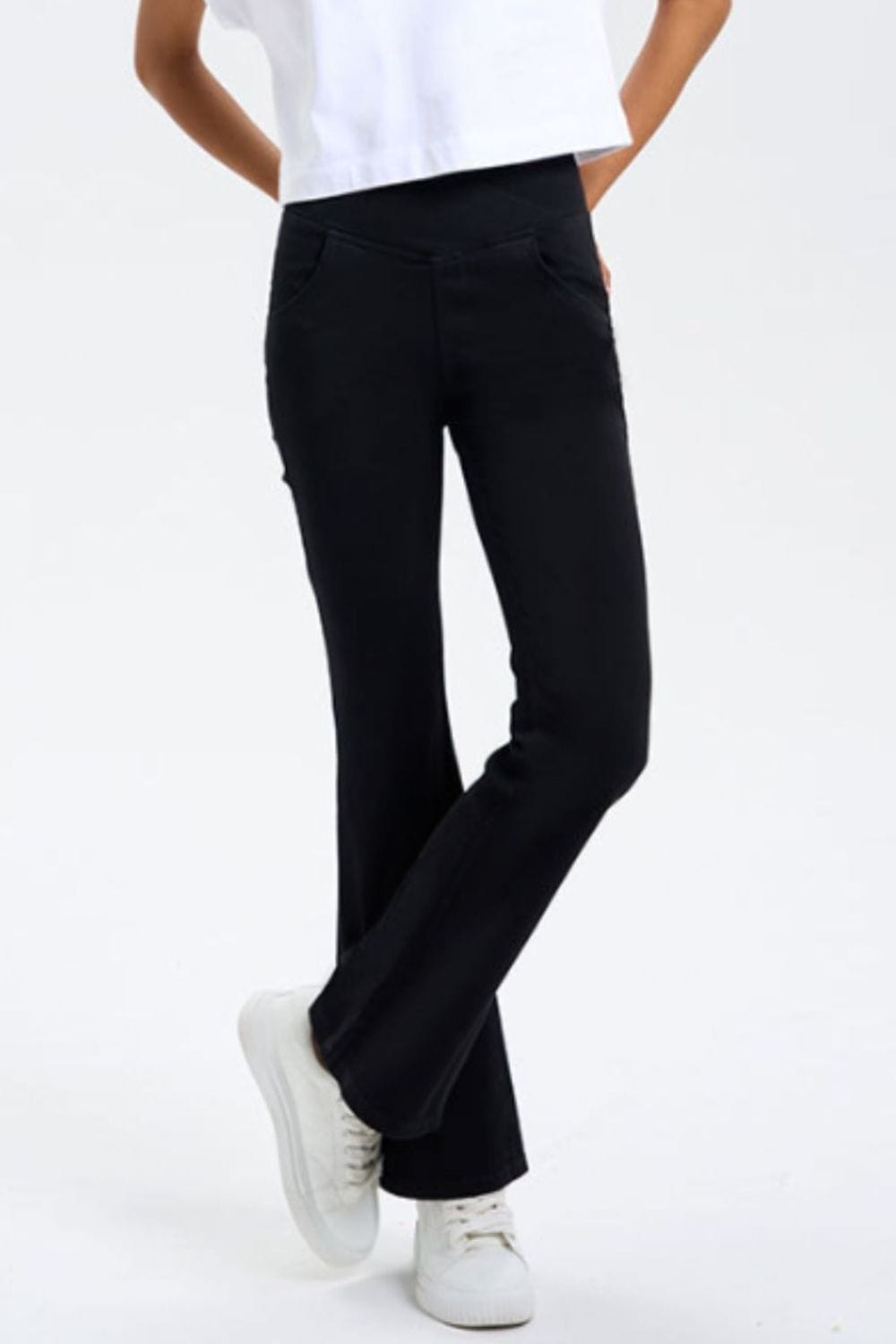 Basic Bae Pocketed Highly Stretchy Bootcut Jeans - Trendsi